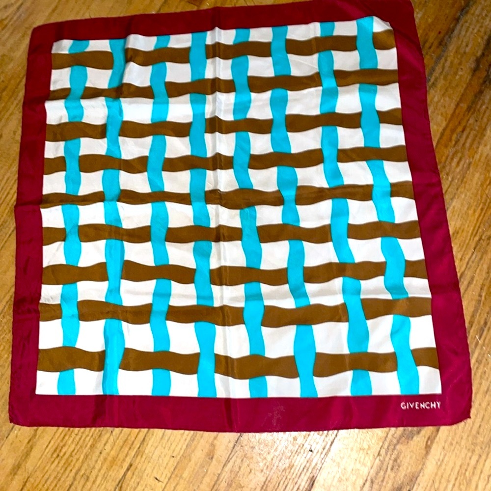 Givenchy Turquoise and Burgundy Scarf